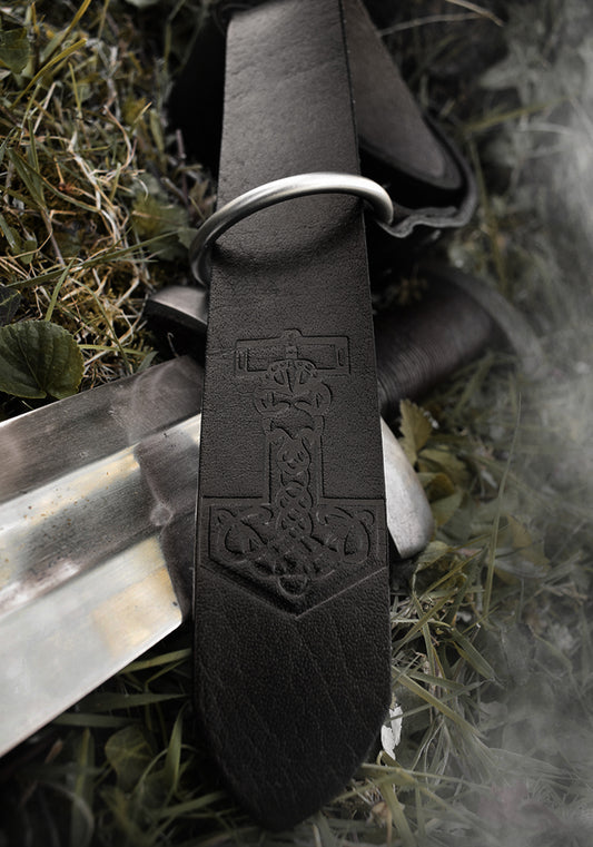 Ceinture Viking Noire en Cuir Thor Ajustable