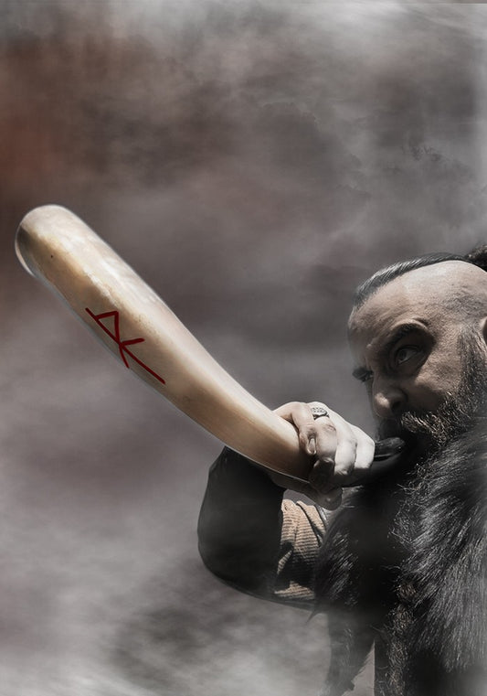 Olifant BIND RUNE BARBEBARIAN 50 CM + Support (Cuir)