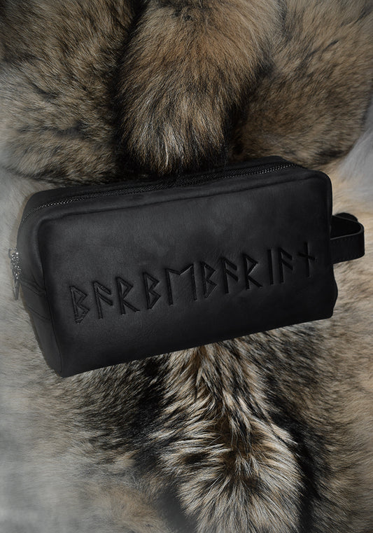Trousse de Toilette Noire en Cuir BARBEBARIAN ÉDITION RUNES