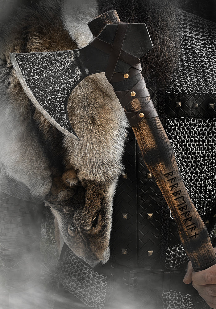 Hache Viking BARBEBARIAN - HELHEIM + Étui Noir en Cuir