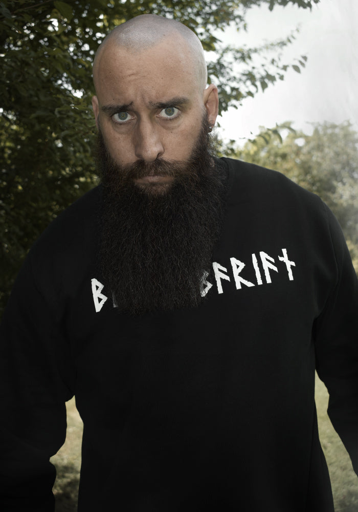 Sweat Homme Noir Recto-Verso BARBEBARIAN ÉDITION FUTHARK