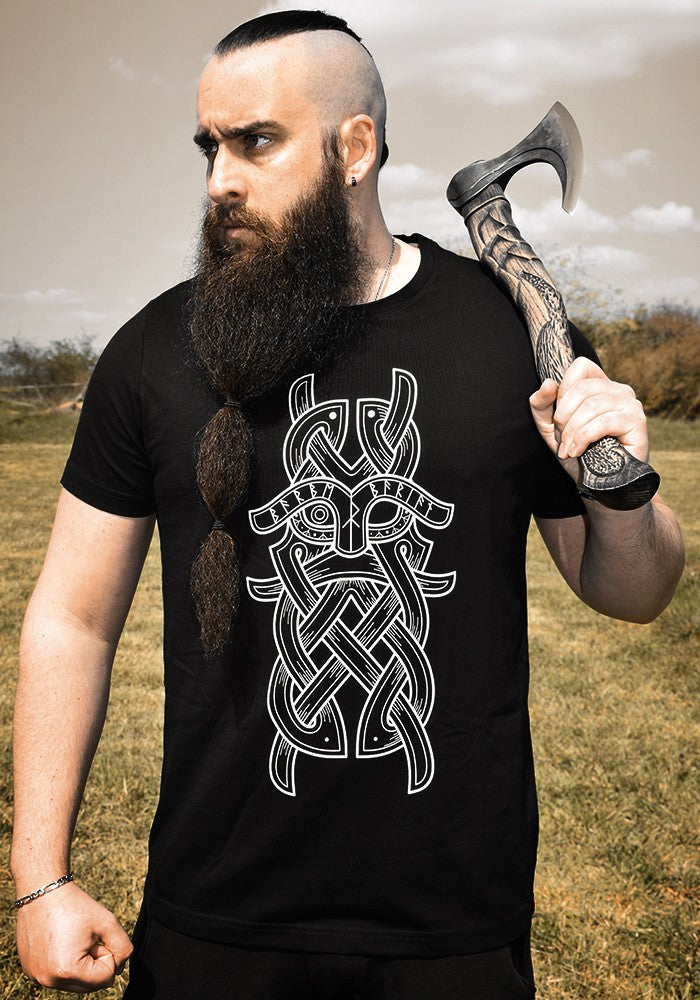 T-Shirt Viking Homme Noir - MASQUE D'ODIN