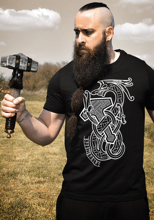 T-Shirt Viking Homme Noir - THOR & JÖRMUNGANDR