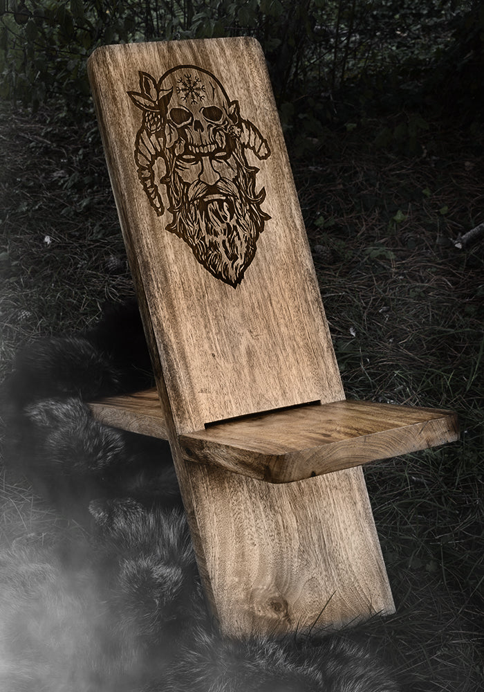 Chaise Viking en Bois gravée BARBEBARIAN