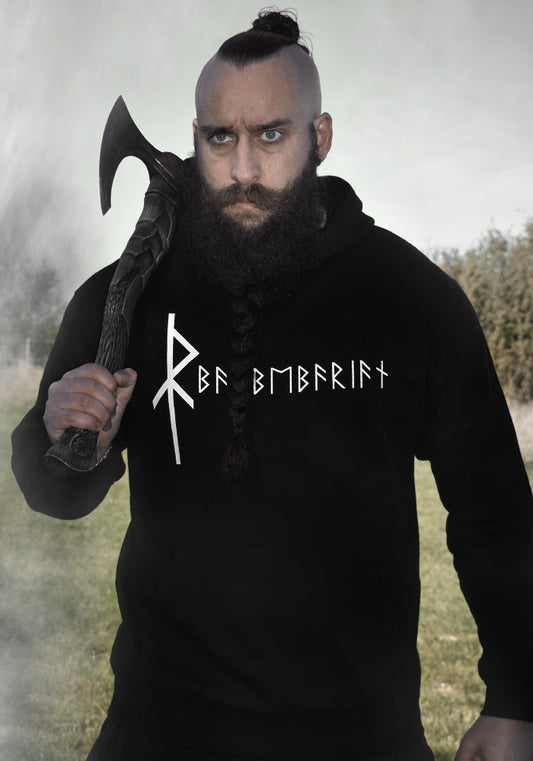 Sweat à Capuche Homme Noir Recto-Verso BARBEBARIAN ÉDITION BIND RUNE