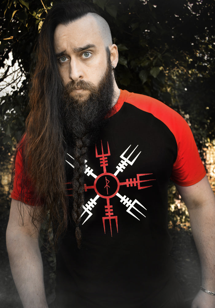 T-shirt Viking Homme Noir & Rouge - AEGISHJALMUR