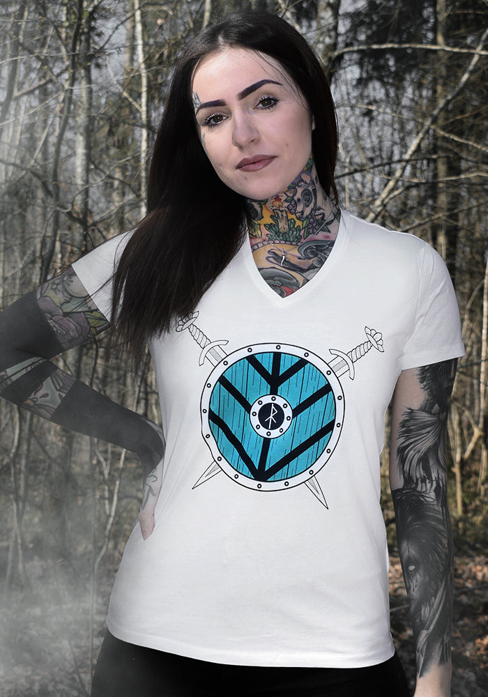 T-shirt Viking Femme Blanc - SKJALDMÖ
